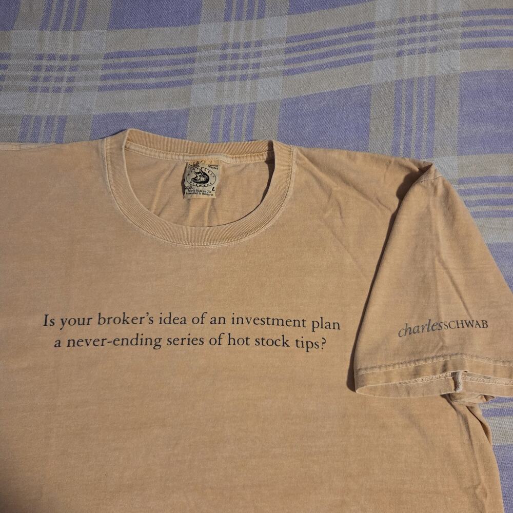 Vtg Charles Schwab Wall Street Finance T Shirt Investing Broker Stock 90s Y2k